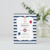 Thematische meisjesverjaardagsfeestje met zeilthem briefkaart (Staand voorkant)