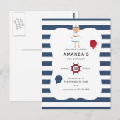 Thematische meisjesverjaardagsfeestje met zeilthem briefkaart (Voorkant / Achterkant)