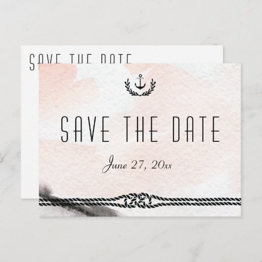 Thematische Save The Date-ansichtkaarten Aquarel P Aankondigingskaart (Voorkant / Achterkant)