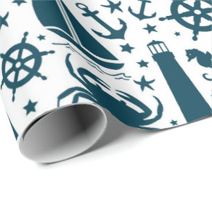 Thematische strand inpakpapier met scheepvaart