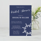 Thematische trouwfeest uitnodigingen in marineblau (Staand voorkant)