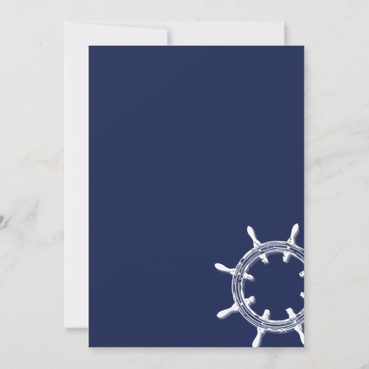 Thematische trouwfeest uitnodigingen in marineblau (Achterkant)