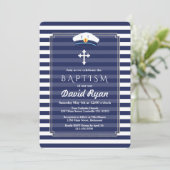 Thematische uitnodiging voor doopfeest met zilver  (Staand voorkant)