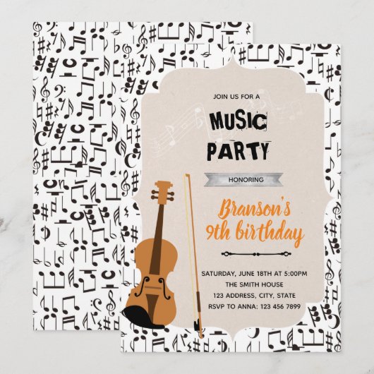 Thematische uitnodiging voor het verjaardagsfeestj (Voorkant / Achterkant)