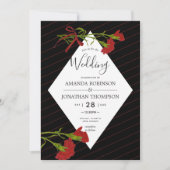 Thematische uitnodiging voor zwarte en rode bruilo (Voorkant)