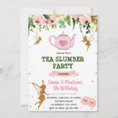 Themauitnodiging voor airy tea sleepover kaart (Voorkant)