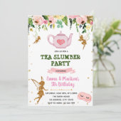 Themauitnodiging voor airy tea sleepover kaart (Staand voorkant)