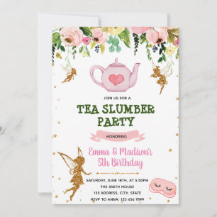 Themauitnodiging voor airy tea sleepover kaart