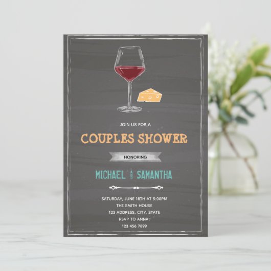 themauitnodiging voor Chalkboard-kaas Kaart (Staand voorkant)