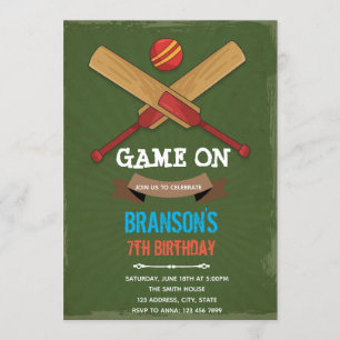 themauitnodiging voor cricket-partij kaart