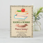 themauitnodiging voor de boekworm kaart (Staand voorkant)