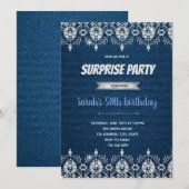 themauitnodiging voor Denim diamant Kaart (Voorkant / Achterkant)