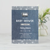 themauitnodiging voor denim en diamant baby shower kaart (Staand voorkant)
