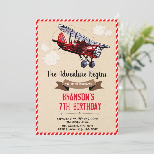  themauitnodiging voor een vliegtuig kaart (Staand voorkant)