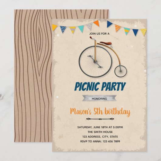  themauitnodiging voor fietsverjaardag kaart (Voorkant / Achterkant)