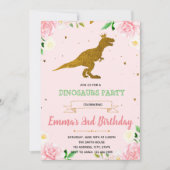 Themauitnodiging voor Girl dinosaur Kaart (Voorkant)