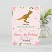 Themauitnodiging voor Girl dinosaur Kaart (Staand voorkant)