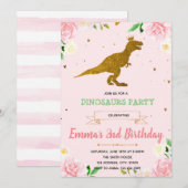 Themauitnodiging voor Girl dinosaur Kaart (Voorkant / Achterkant)