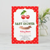 Themauitnodiging voor het baby shower Cherry Kaart (Staand voorkant)