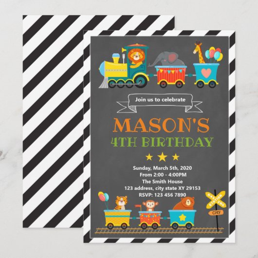 themauitnodiging voor het verjaringsterrein van de kaart (Voorkant / Achterkant)