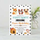 themauitnodiging voor het vieren van een hondje kaart (Staand voorkant)