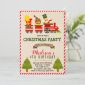 themauitnodiging voor kersttrein kaart (Staand voorkant)