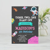 themauitnodiging voor meisjesruimte kaart (Staand voorkant)