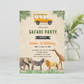 themauitnodiging voor Safari jeep Kaart (Staand voorkant)