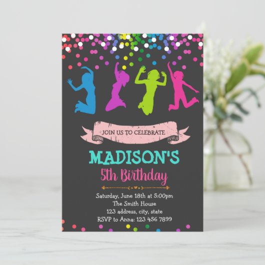 themauitnodiging voor verjaardagsfeest kaart (Staand voorkant)