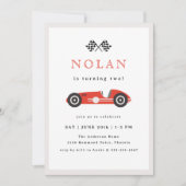 Theme Birthday Red Retro Race Kaart (Voorkant)