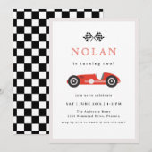 Theme Birthday Red Retro Race Kaart (Voorkant / Achterkant)