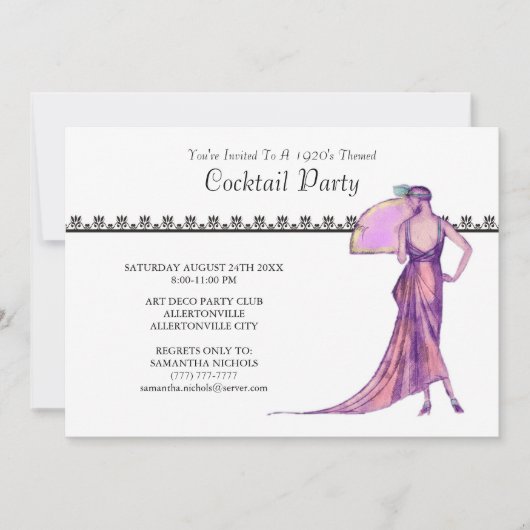 Theme Cocktail Party Invitation 1920 Kaart (Voorkant)