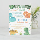 Theme Dinosaur Birthday Party Invitation Kaart (Staand voorkant)