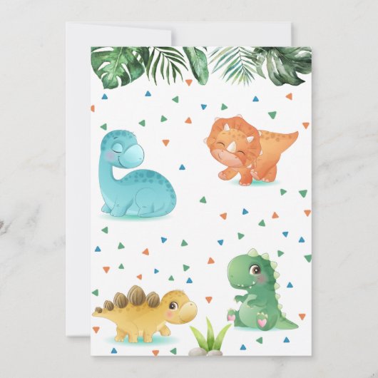 Theme Dinosaur Birthday Party Invitation Kaart (Achterkant)