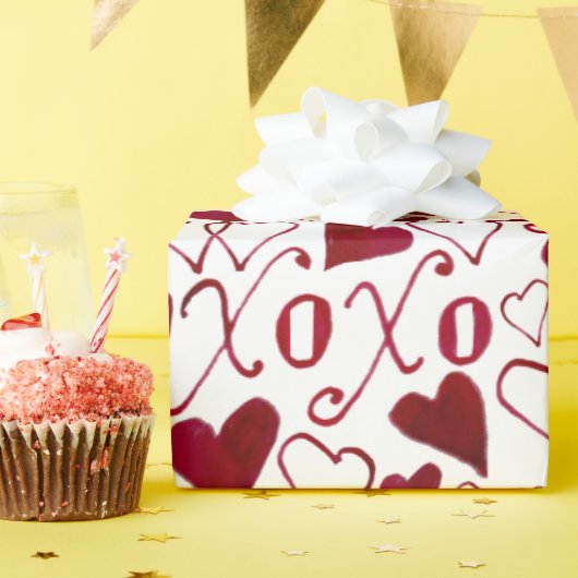 -Theme Valentijn XXOO Rode Inkt Kalligrafie Cadeaupapier (Verjaardagsfeest)