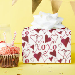 -Theme Valentijn XXOO Rode Inkt Kalligrafie Cadeaupapier