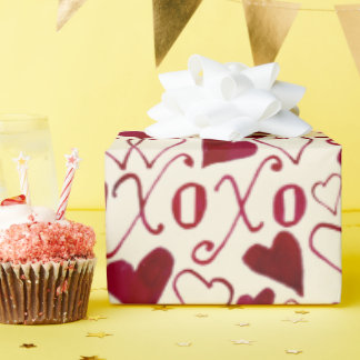 -Theme Valentijn XXOO Rood Ivoor Kalligrafie Cadeaupapier