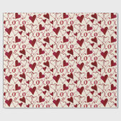 -Theme Valentijn XXOO Rood Ivoor Kalligrafie Cadeaupapier (Vlak)