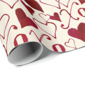-Theme Valentijn XXOO Rood Ivoor Kalligrafie Cadeaupapier (Rol Hoek)