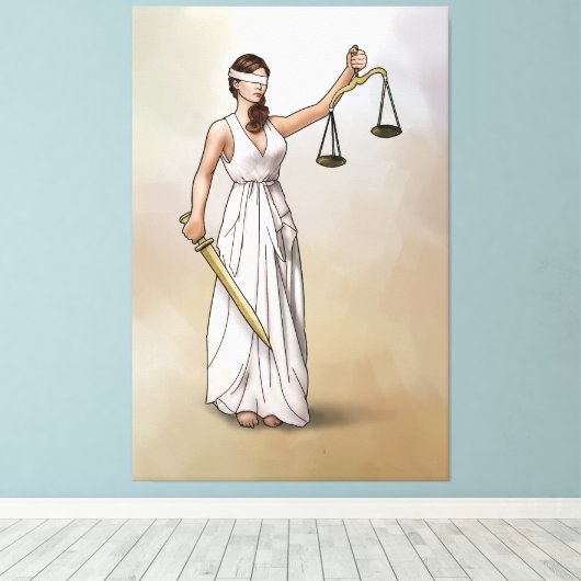 Themis - Dame Justitia Canvas Afdruk (Insitu (Houten vloer))