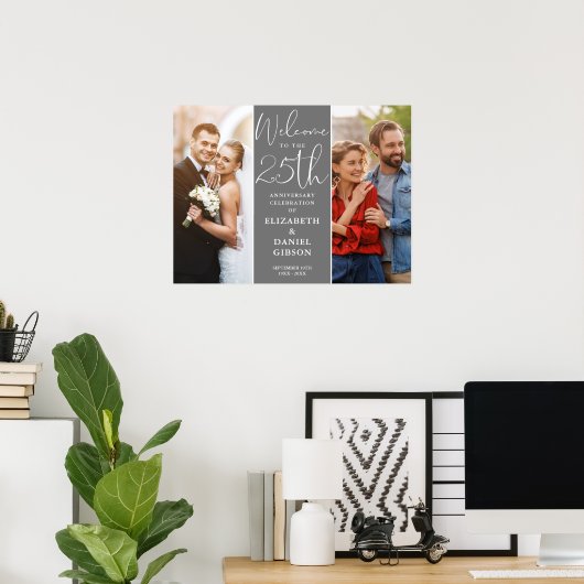 Then And Now 2 Foto 25 Jaar Jubileum Welkom Bord Poster (Thuiskantoor)