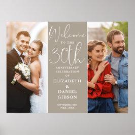 Then And Now 2 Foto 30e Verjaardag Welkomstbord Poster