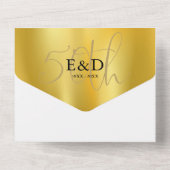 Then And Now 2 Foto 50ste Huwelijksjubileum Goud All In One Uitnodiging (Achterkant)