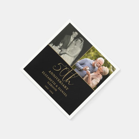 Then And Now 2 Foto 50ste Huwelijksverjaardag Servet (Hoek)