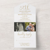 Then And Now 2 Foto 50ste trouwdag goud All In One Uitnodiging (Binnen)