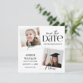 Then And Now | 2 Foto Afstuderen Save The Date (Staand voorkant)
