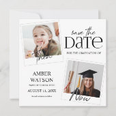 Then And Now | 2 Photo Graduation Save The Date (Voorkant)