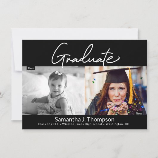 Then and Now high school Graduate photo Aankondiging (Voorkant)