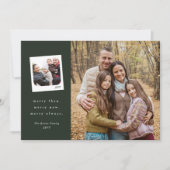 Then and now photos green plaid Merry Christmas Feestdagenkaart (Voorkant)