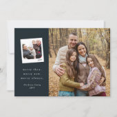 Then and now photos navy plaid Merry Christmas Feestdagenkaart (Voorkant)